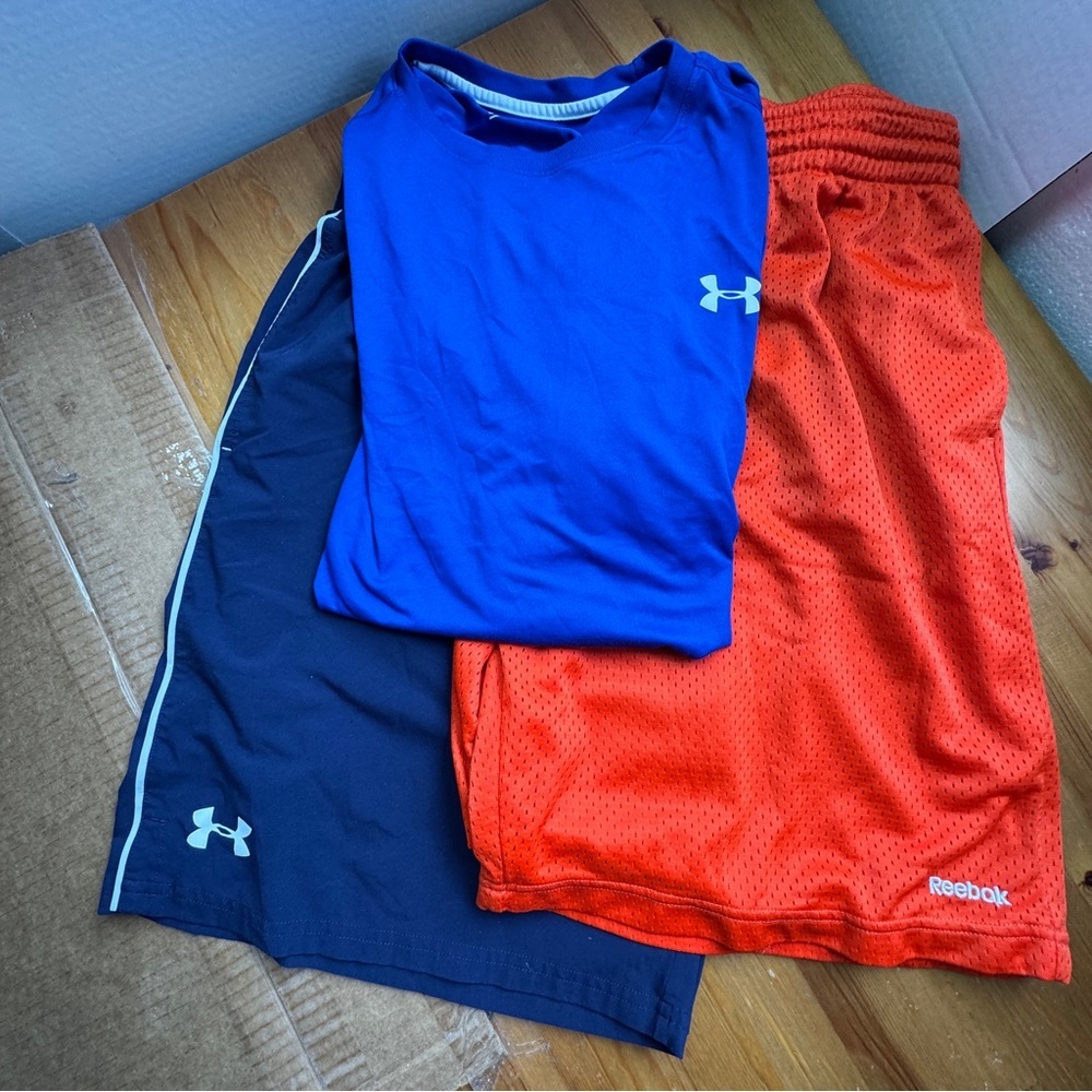Under Armour XL athletic bundle shorts tshirt Reebok